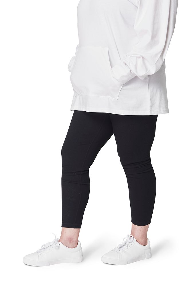 Plus size white shirt black pants apparel mockup psd women's fashion