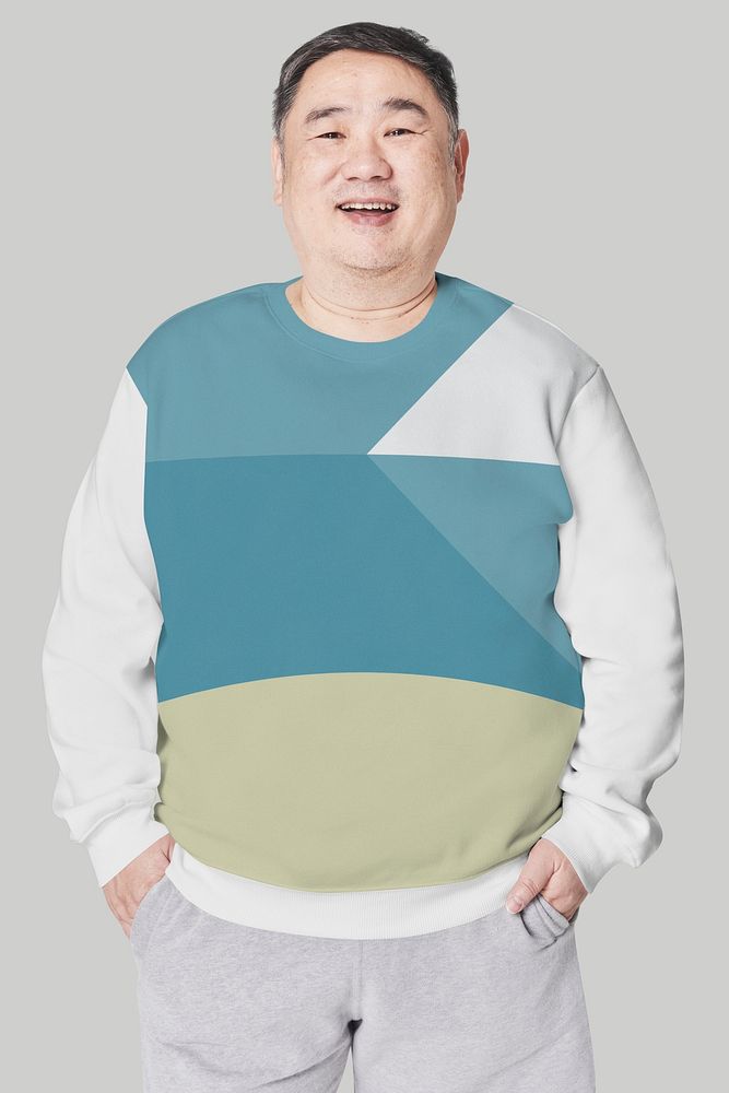 Size inclusive men&rsquo;s fashion sweatshirt psd mockup studio shot