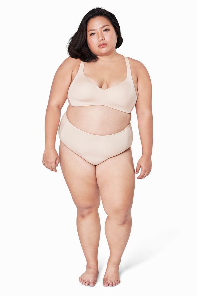 Psd women's beige lingerie mockup plus size fashion