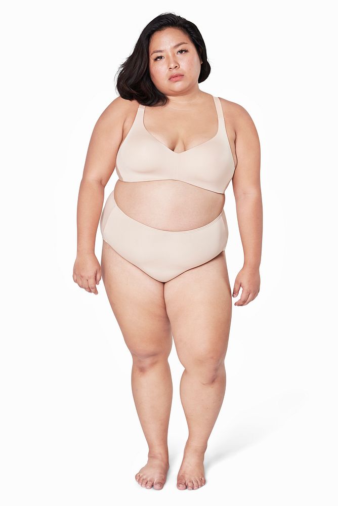 Women's beige lingerie mockup plus size fashion