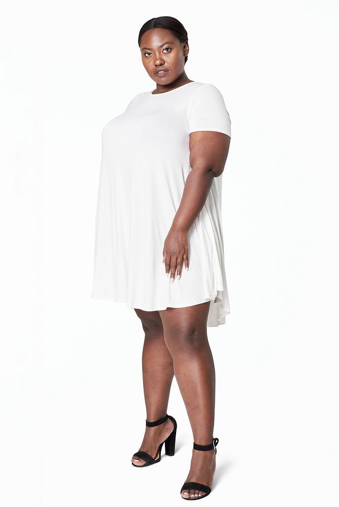 Size inclusive fashion white dress apparel