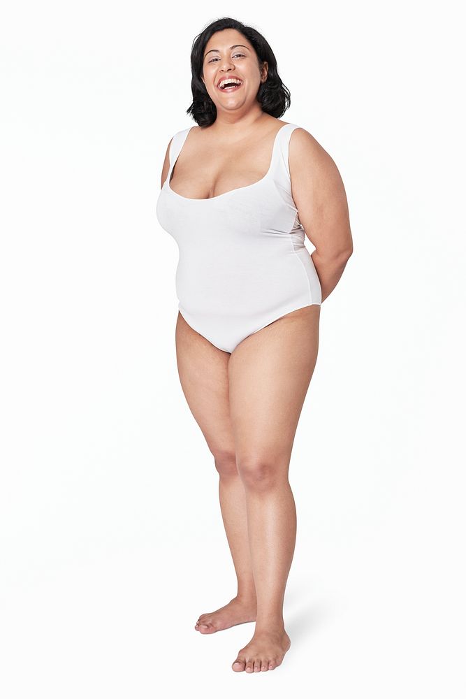 Plus size white swimsuit psd apparel mockup women's fashion