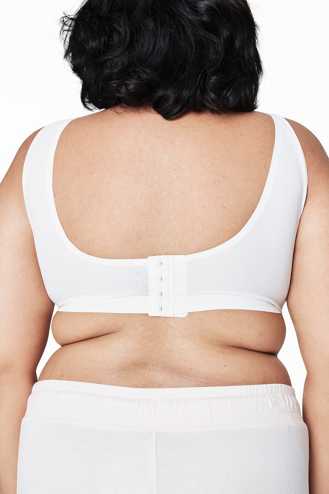 Size inclusive fashion white lingerie back facing mockup