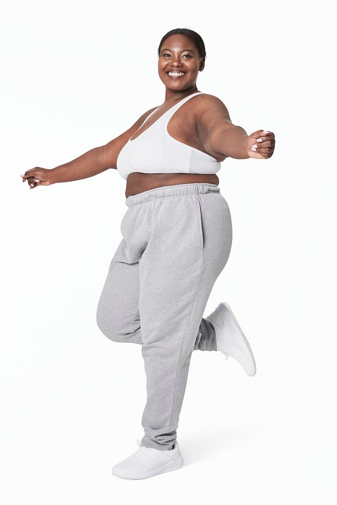 Body positivity curvy woman sportswear outfit