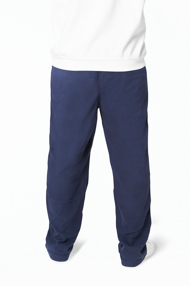 Psd men's white jumper and blue sweatpants mockup fashion shoot