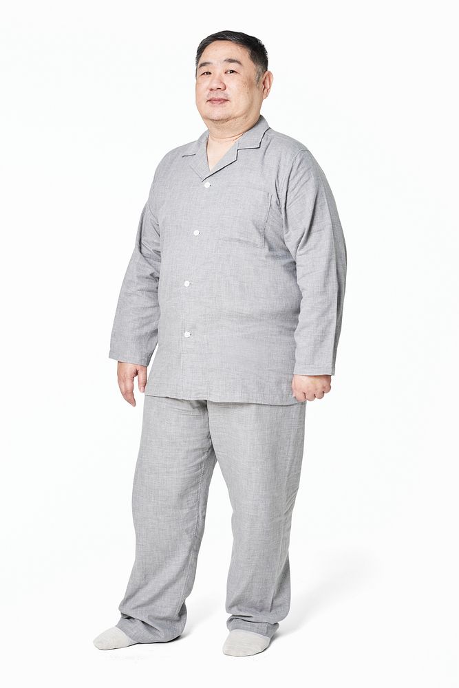 Plus size model gray sleepwear apparel full body mockup