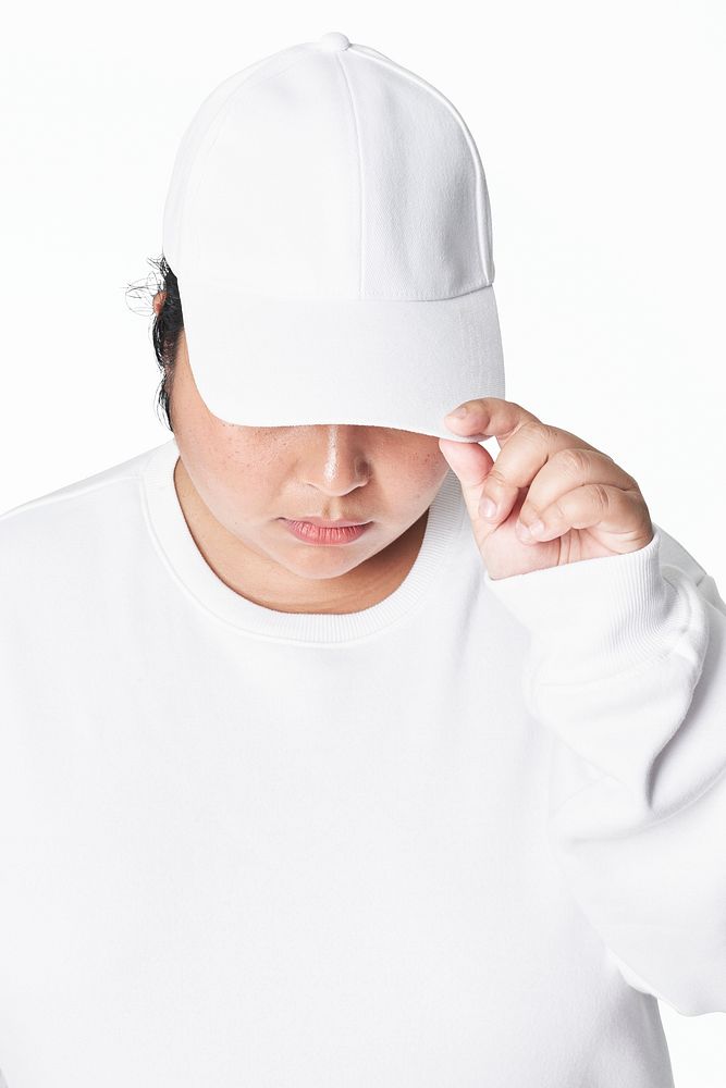 Size inclusive fashion mockup white cap apparel