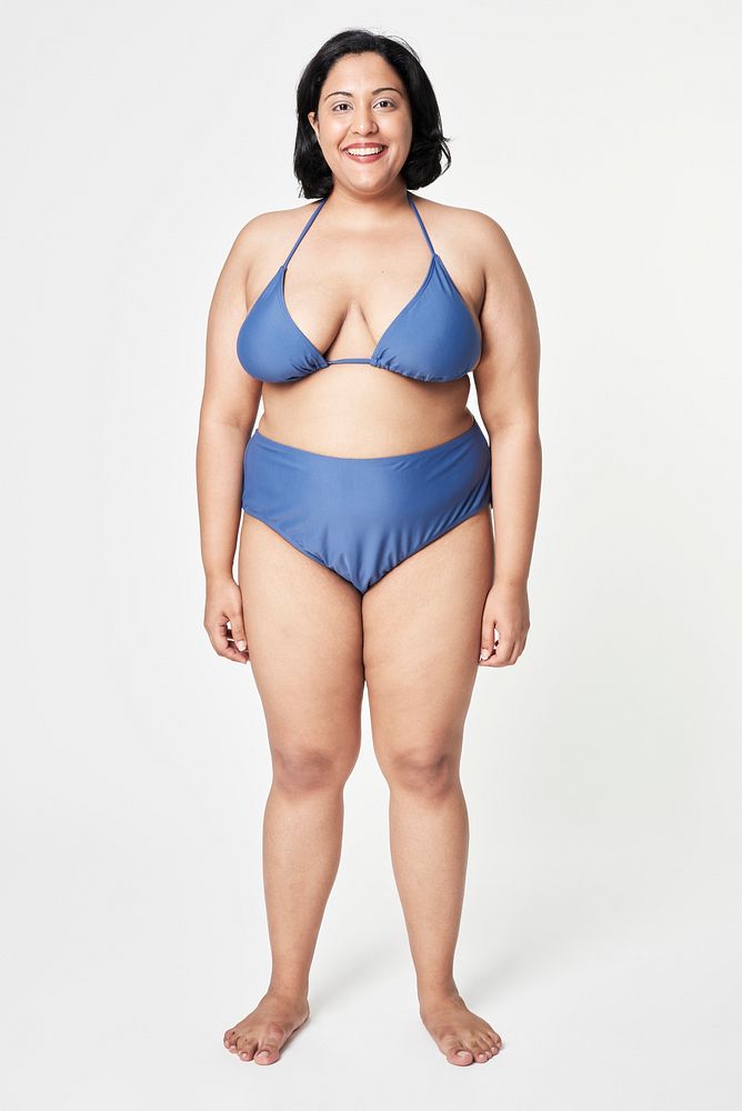 Plus size blue bikini apparel mockup women's fashion