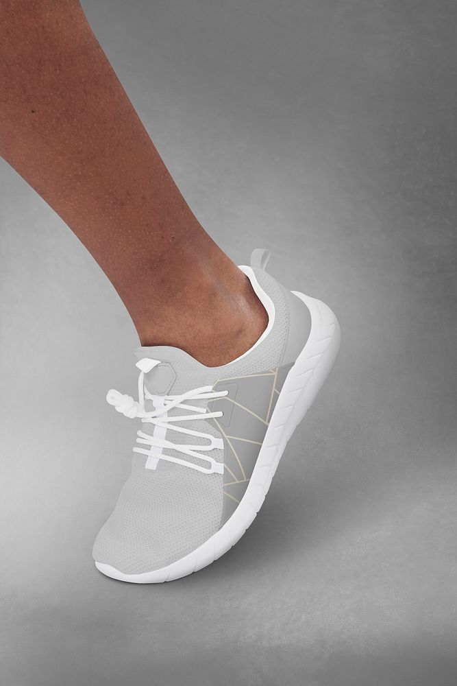 Men's fashion psd off white sneakers mockup studio shot