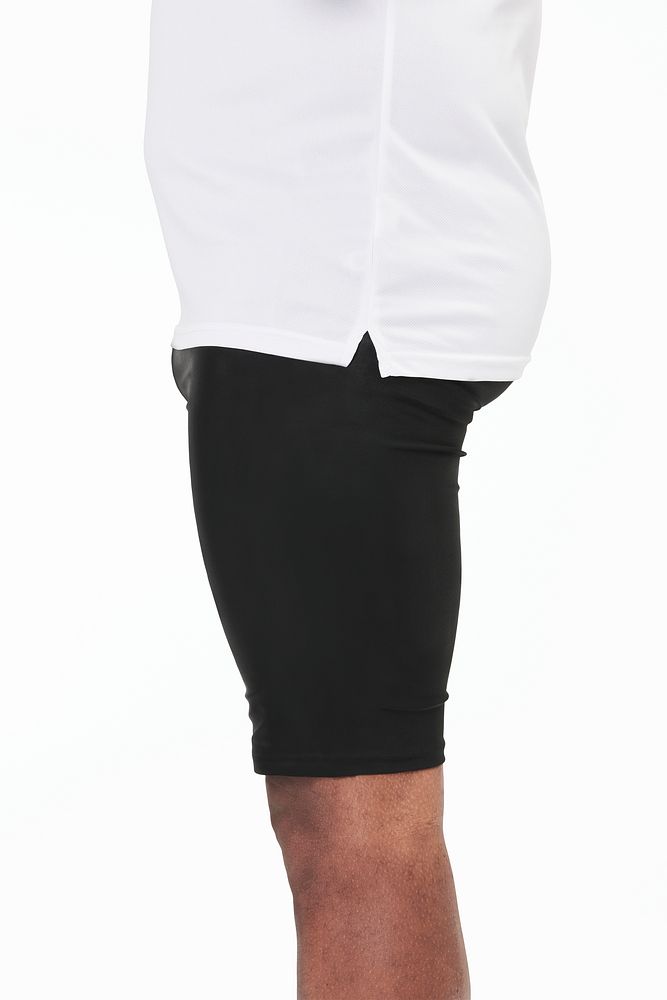 Men's psd black tight shorts facing side apparel mockup