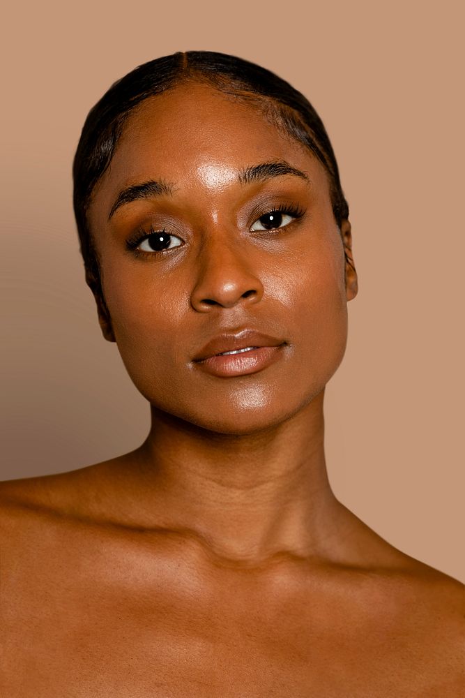 Beautiful African American woman with glowing skin