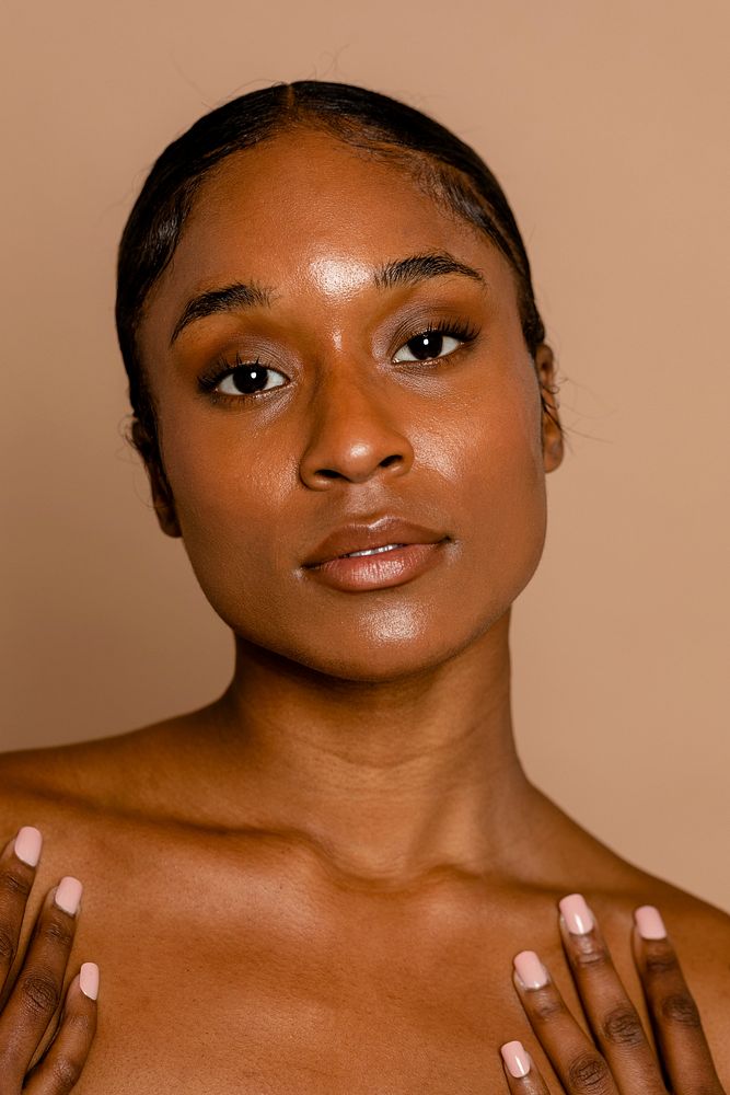 Beautiful African American woman with glowing skin