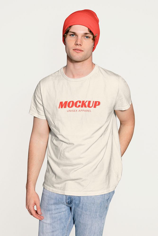 Men's t-shirt mockup, young man psd