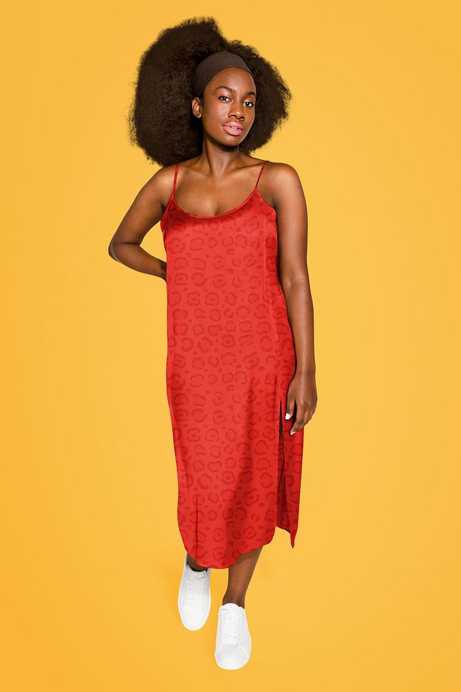 Woman wearing a slip dress