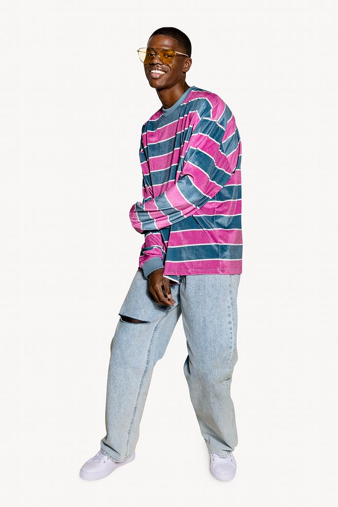 Funky man in colorful sweater 
