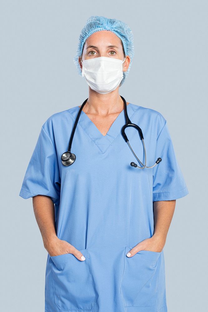 Female doctor mockup psd with a stethoscope portrait
