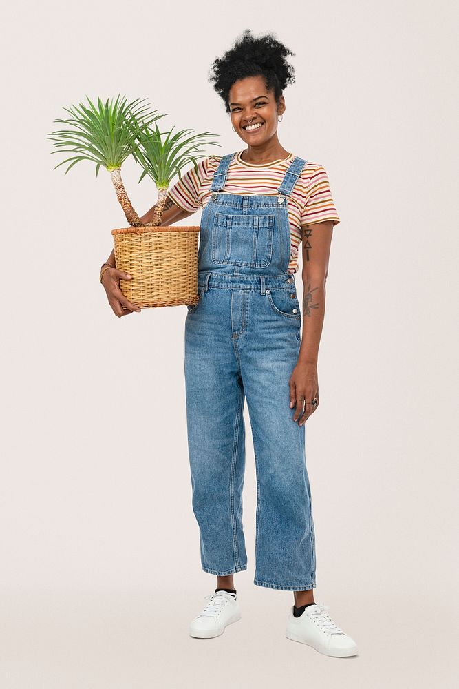 Happy plant parent mockup psd holding potted agave