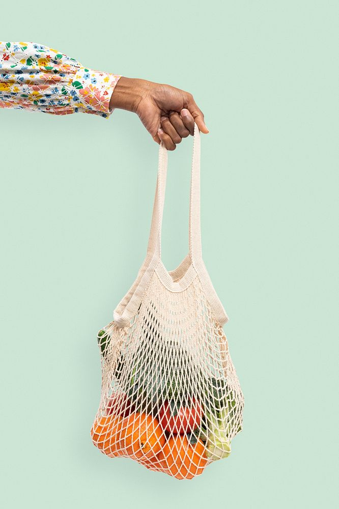 Net string bag mockup psd environmental friendly essential