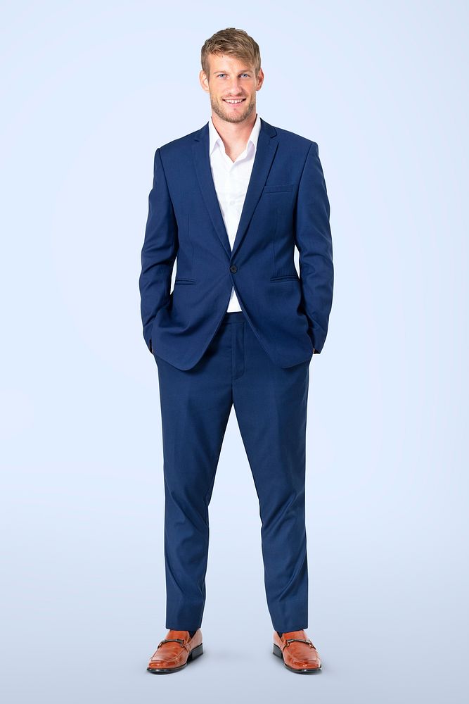 Confident European businessman full body portrait for jobs and career campaign