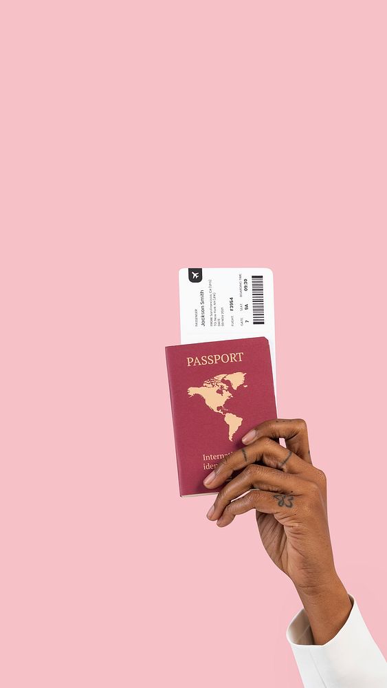 Png Hand holding passport mockup psd new normal travel