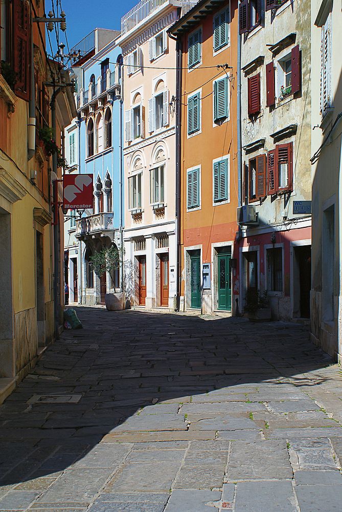 Street in Piran, Slovenia. Original public domain image from Wikimedia Commons