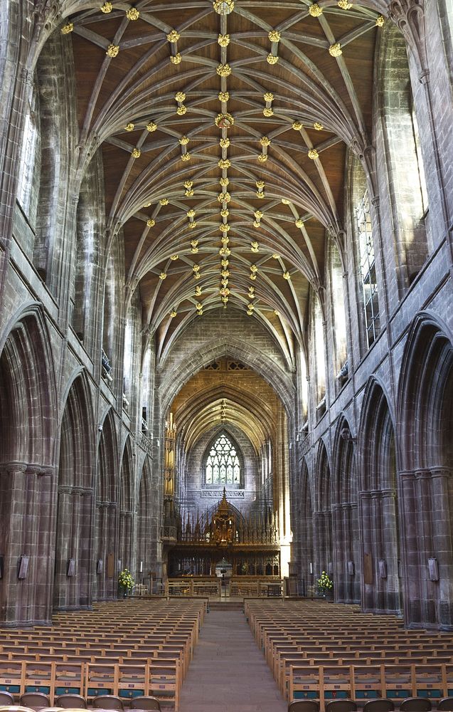 Here is a photograph taken from Chester Cathedral, located in Chester, Cheshire, England, UK. Original public domain image…