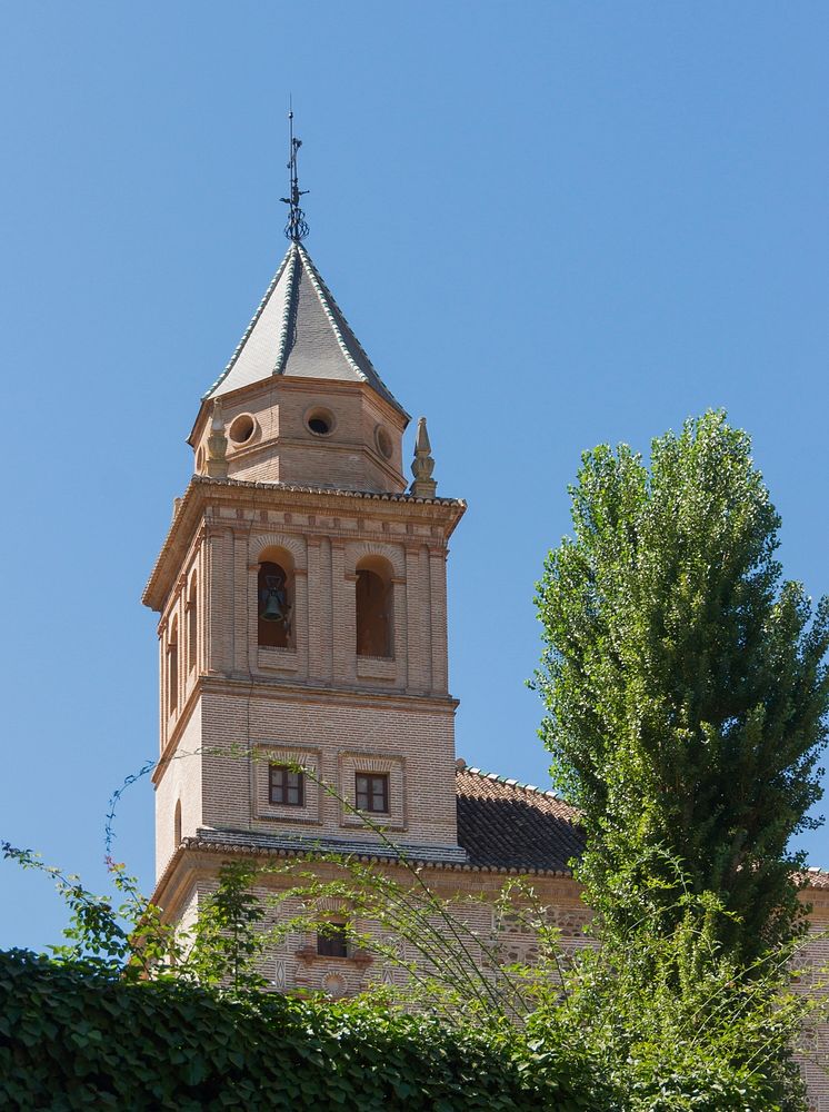 Bell tower, Santa Maria de la Alhambra, Granada, Andalusia, Spain. Original public domain image from Wikimedia Commons
