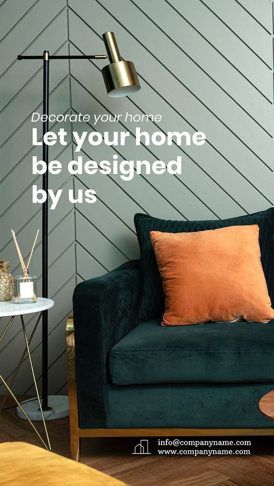 Home decor Facebook story template, furniture design vector