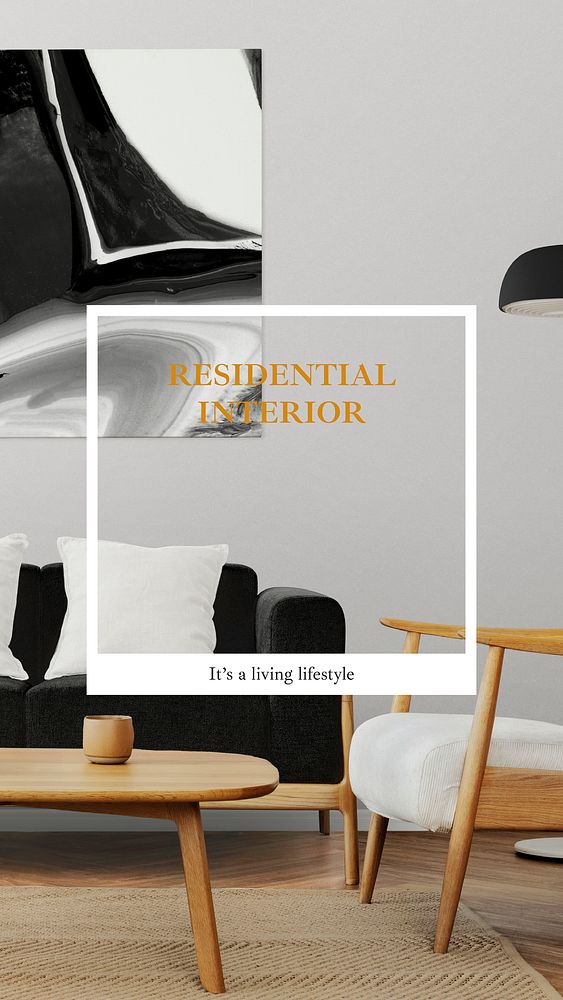 Modern interior Instagram story template, editable design vector