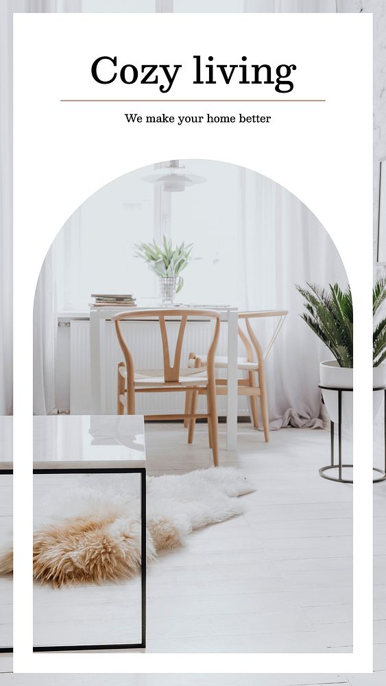 Modern interior Instagram story template, editable design vector