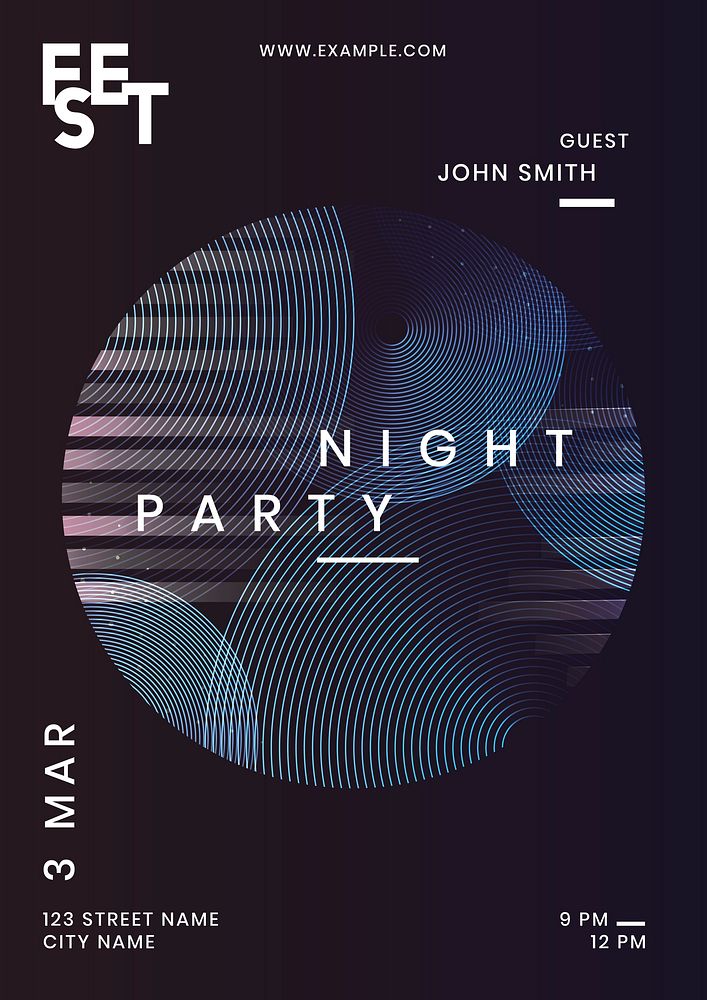 Night party poster design vector set