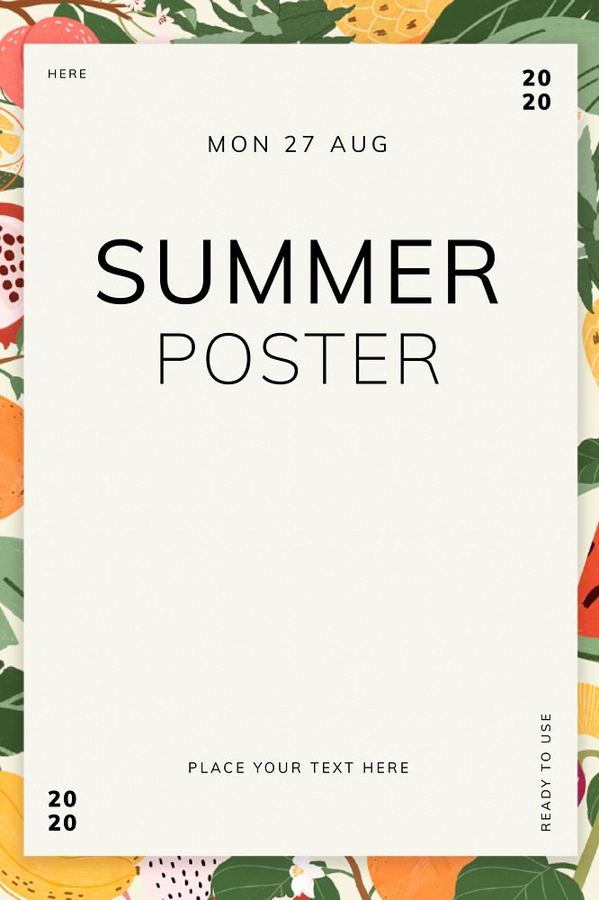 Mix tropical fruits summer poster vector
