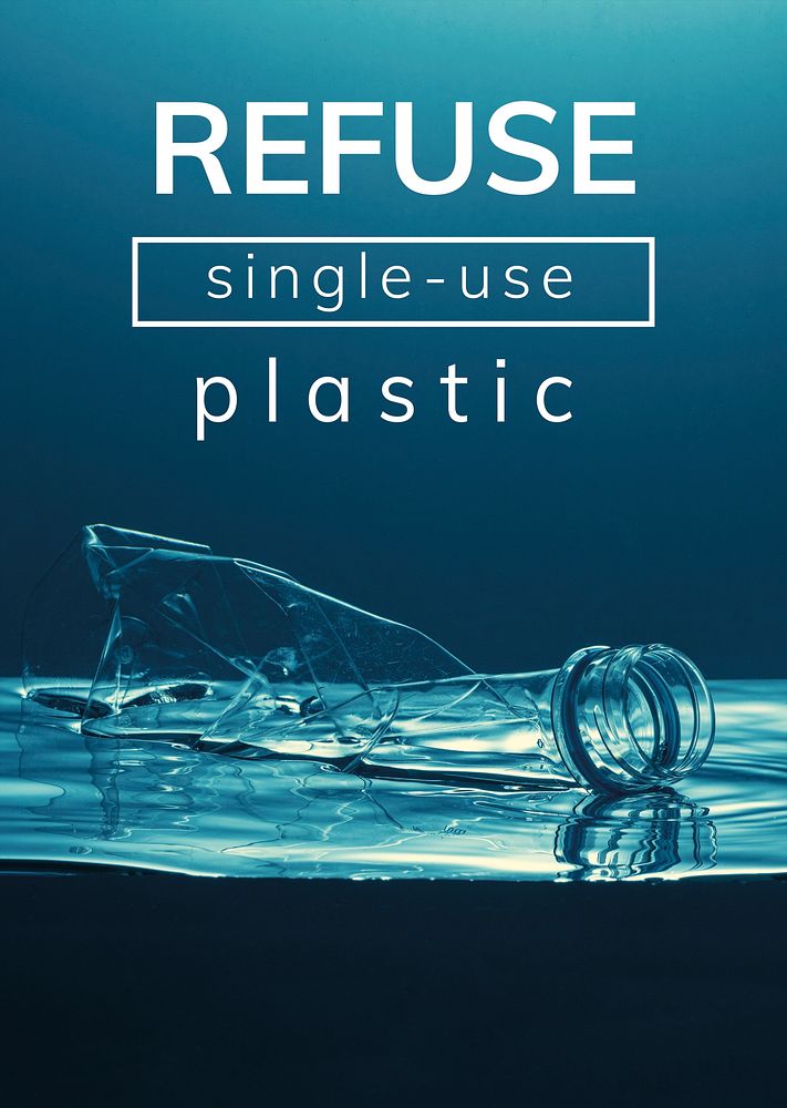 Refuse single-use plastic poster template mockup