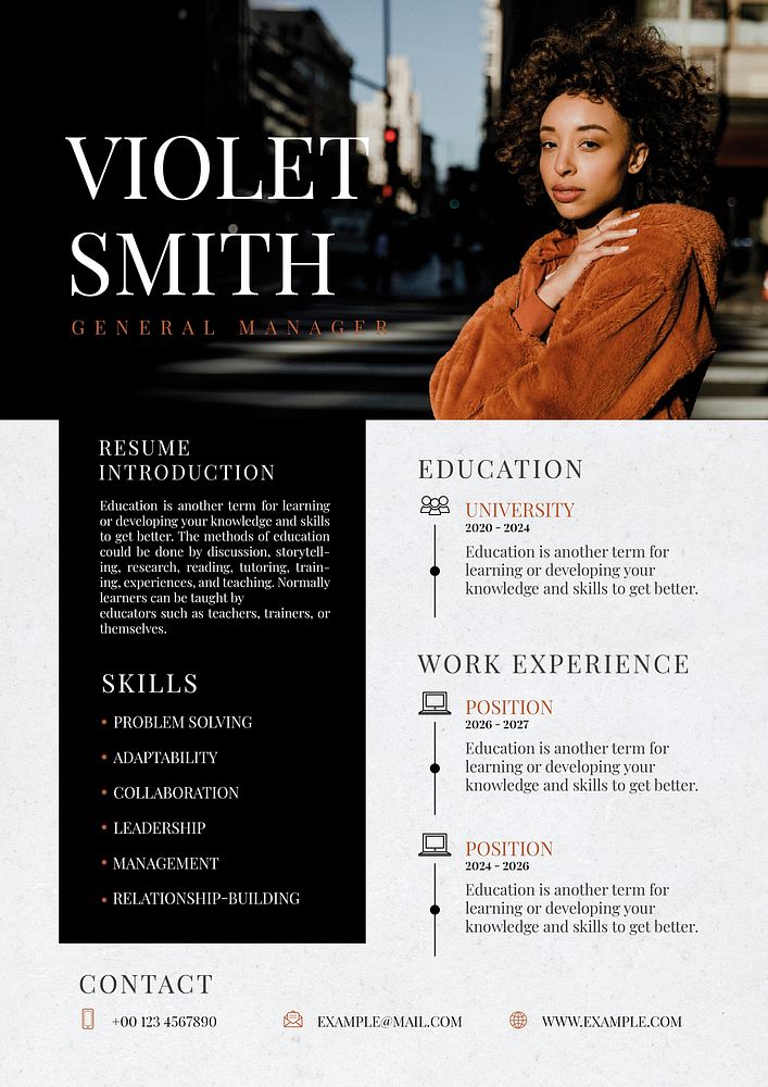 Creative fashion editable CV template vector resume builder