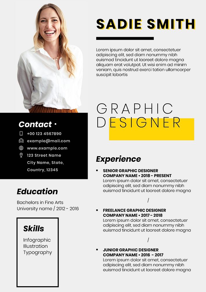 Creative editable CV template downloadable psd resume for designers