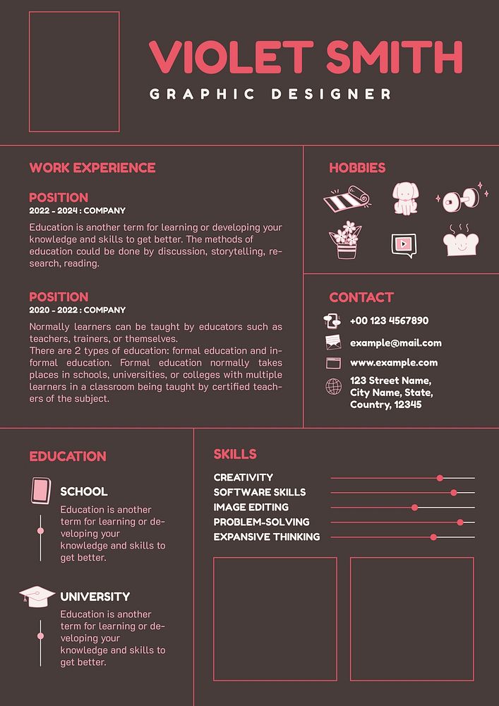 Creative editable CV template downloadable psd resume for designers