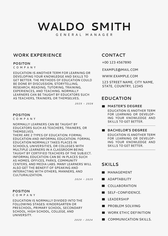 Professional resume editable template downloadable psd curriculum vitae