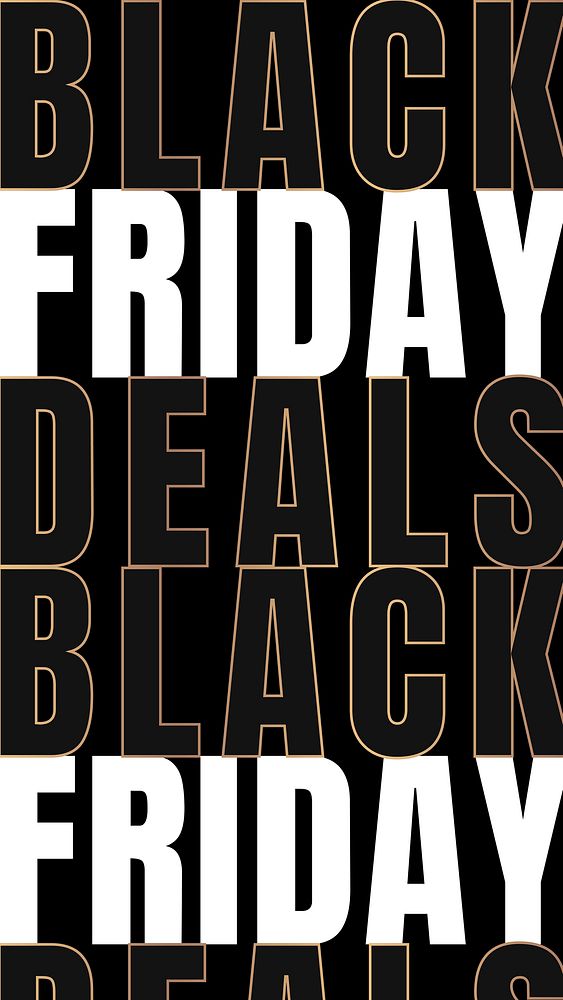 Vector Black Friday deals gold metallic text sale announcement banner