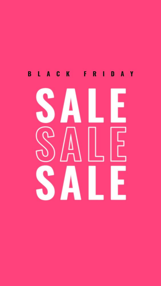 Glowing pink SALE vector Black Friday promotional banner template