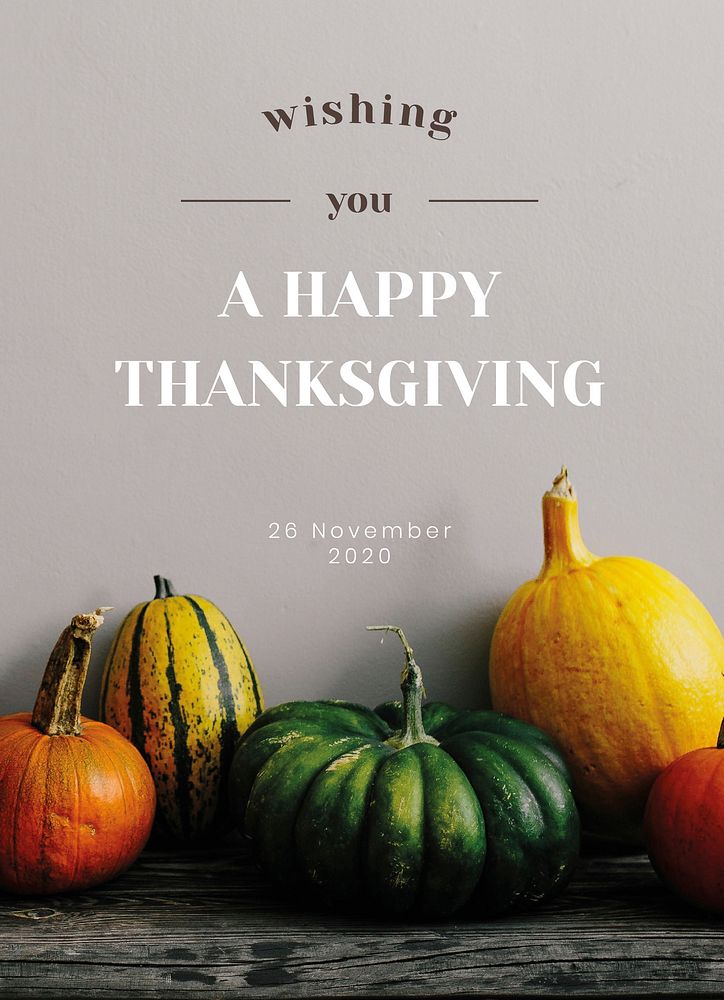 Thanksgiving greeting message vector template pumpkin background