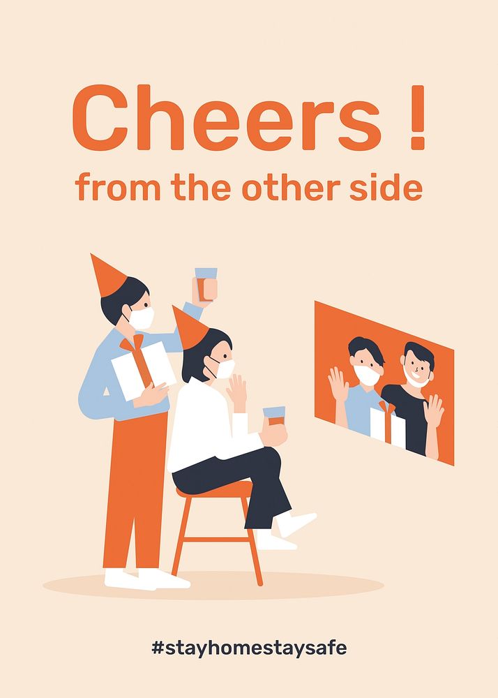 Cheer from the other side psd template stay home stay safe