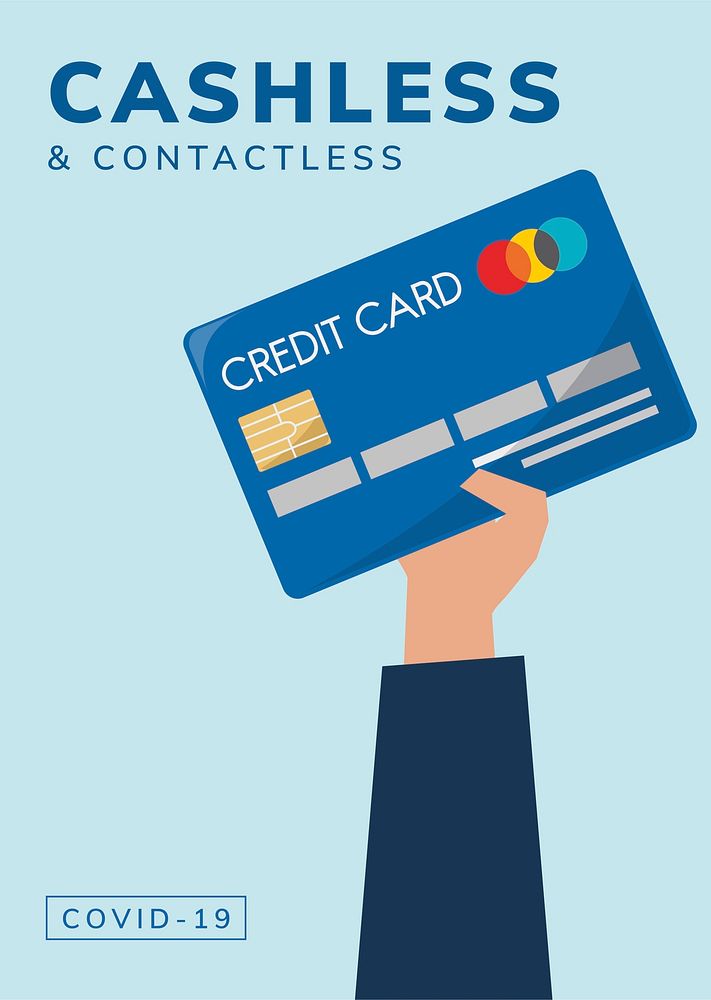 Cashless and contactless psd template online payment