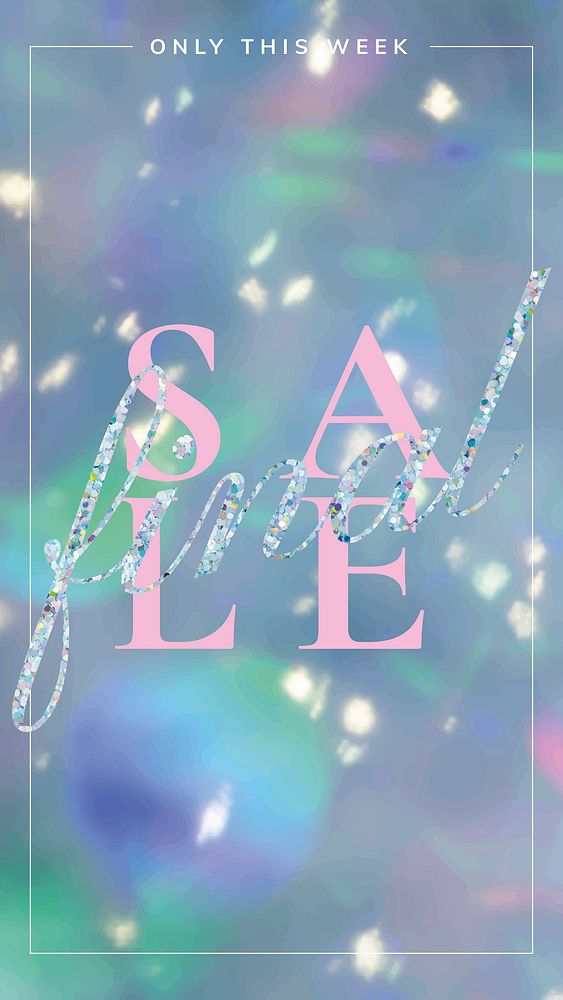 Holographic sale editable template vector 
