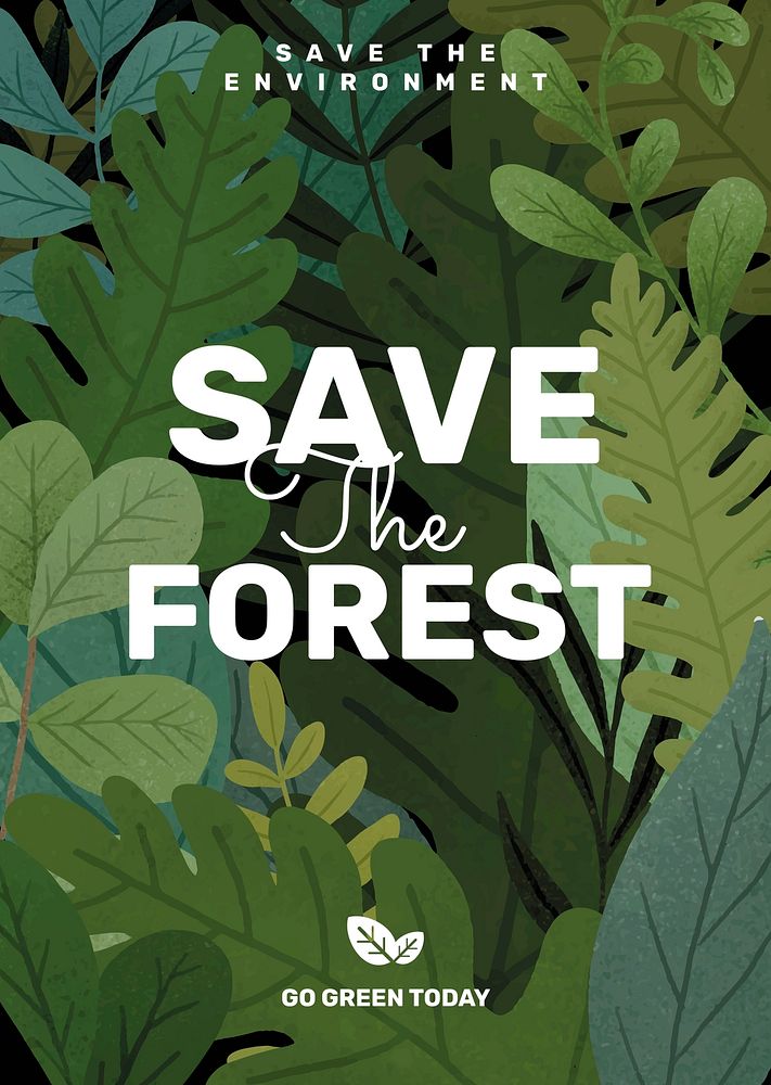 Save the forest psd poster editable template