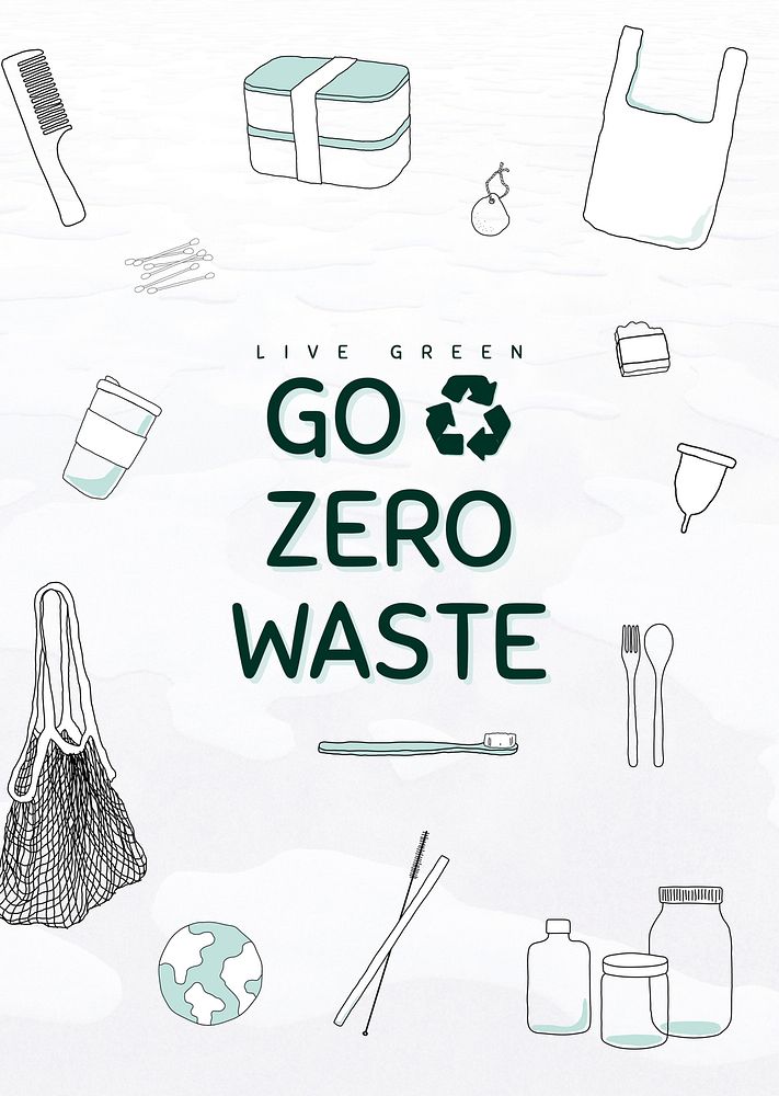 Go zero waste psd poster editable template