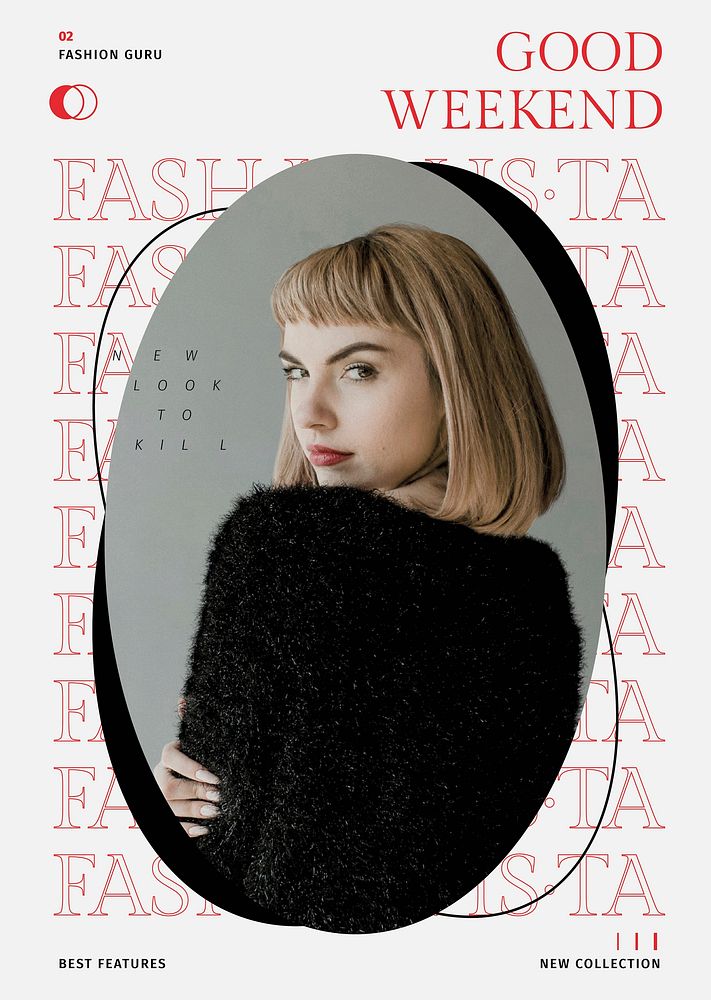 Women's fashion template vector poster in stylish magazine style