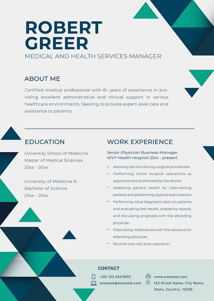 Editable resume template vector in abstract design with photo