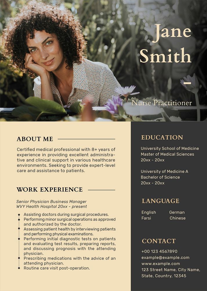 Photo attachable resume template psd in luxury style