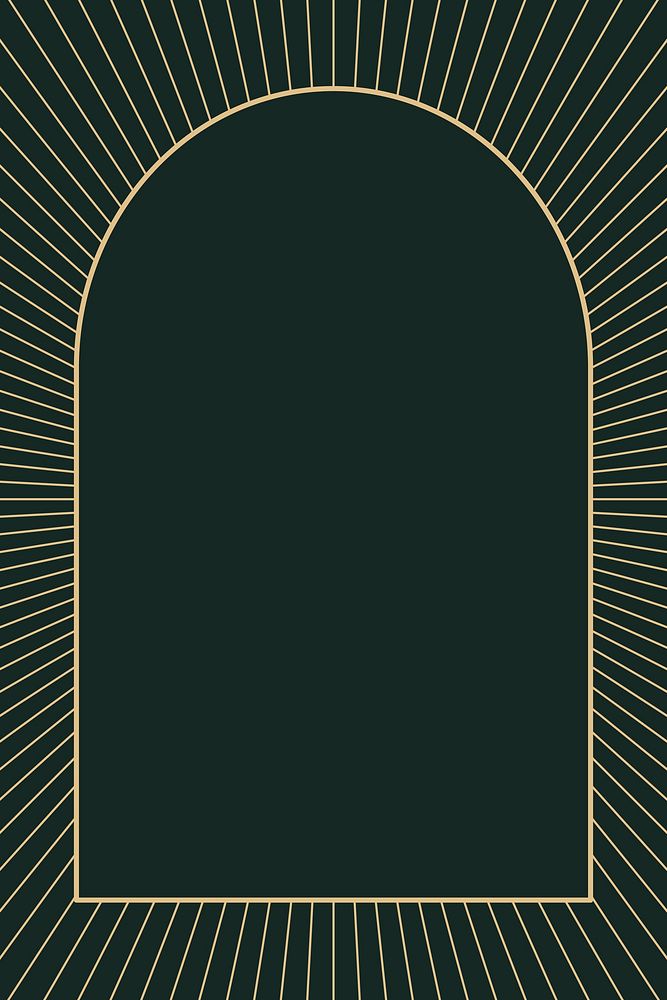 Gold art deco frame vector on dark green background