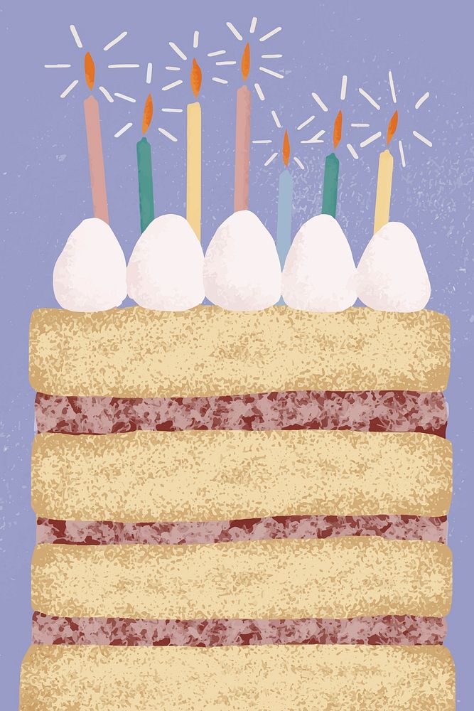 Birthday cake background illustration in purple tone